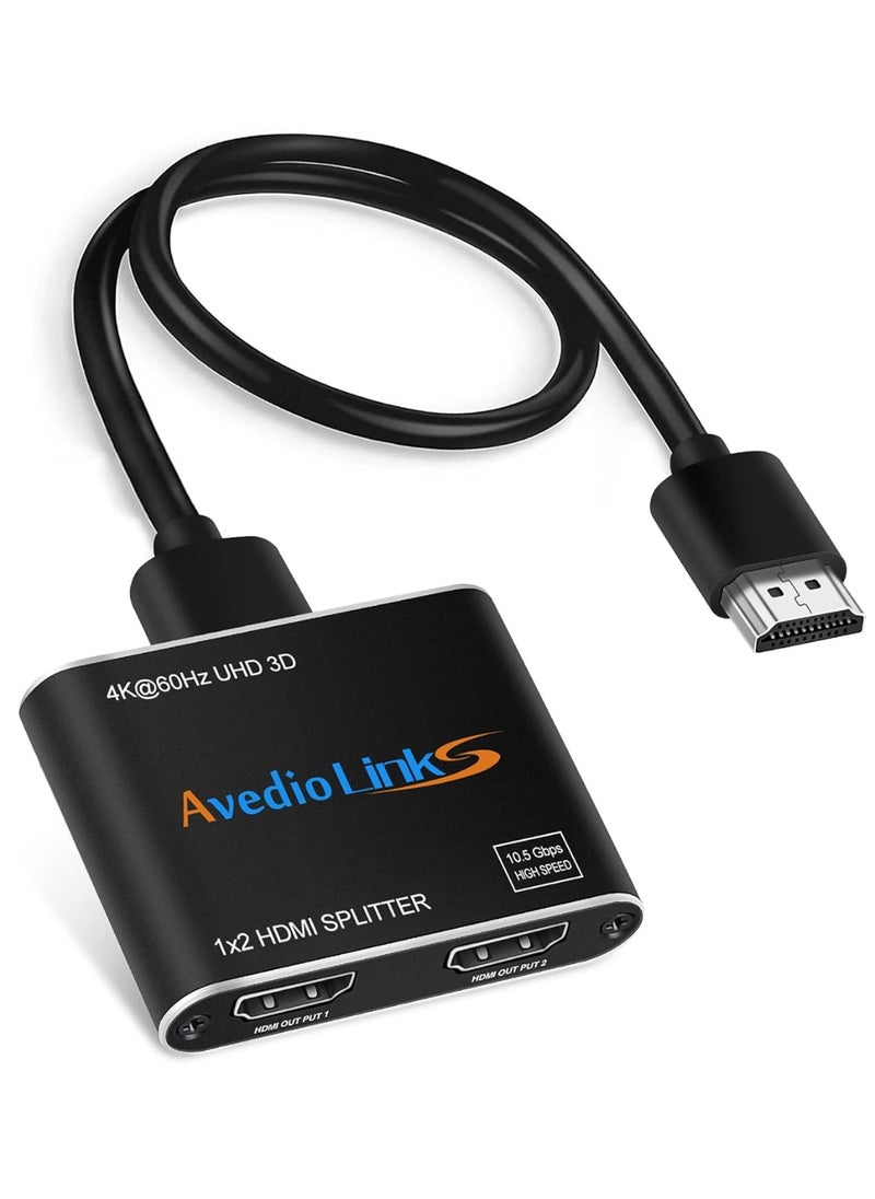ماركة غير محددة وصلات avedio وصلات 4K @ 60 هرتز HDMI الفاصل 1 في 2 مخرج، 2 طريقة HDMI الفاصل للشاشات المزدوجة، 1x2 HDMI 2.0 موزع فيديو HDMI 2.0 مرآة موزع فيديو فقط، يدعم HDP 1080P HDCP1.4 كامل 1080P 3D HDCP1.4 (مرفق كابل HDMI)  - Image 1