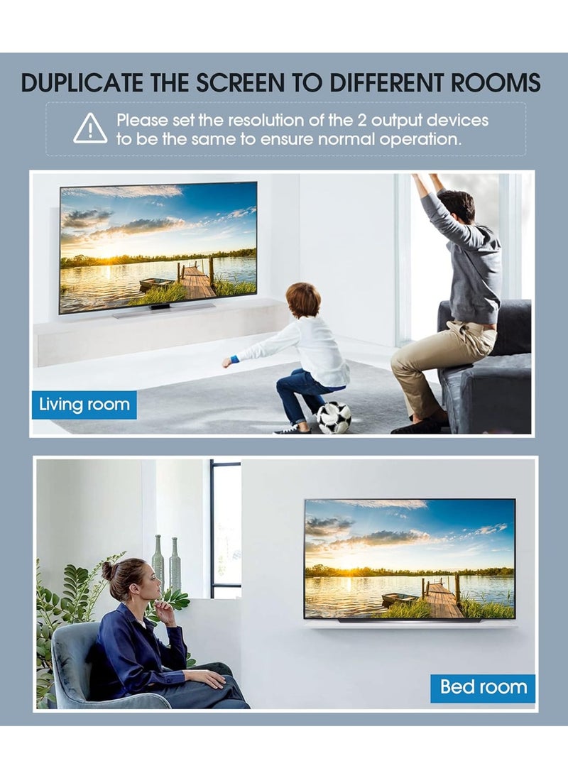 ماركة غير محددة وصلات avedio وصلات 4K @ 60 هرتز HDMI الفاصل 1 في 2 مخرج، 2 طريقة HDMI الفاصل للشاشات المزدوجة، 1x2 HDMI 2.0 موزع فيديو HDMI 2.0 مرآة موزع فيديو فقط، يدعم HDP 1080P HDCP1.4 كامل 1080P 3D HDCP1.4 (مرفق كابل HDMI)  - Image 5