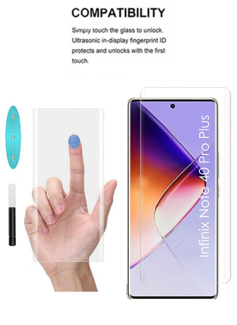 Generic - For Infinix Note 40 Pro Plus 5G Screen Protector – UV Liquid Glue Full Screen Edge to Edge Tempered Glass Screen Protector, High Transparency, Delicate Touch, Anti-Explosion, Smooth Arc Edges. - Image 1