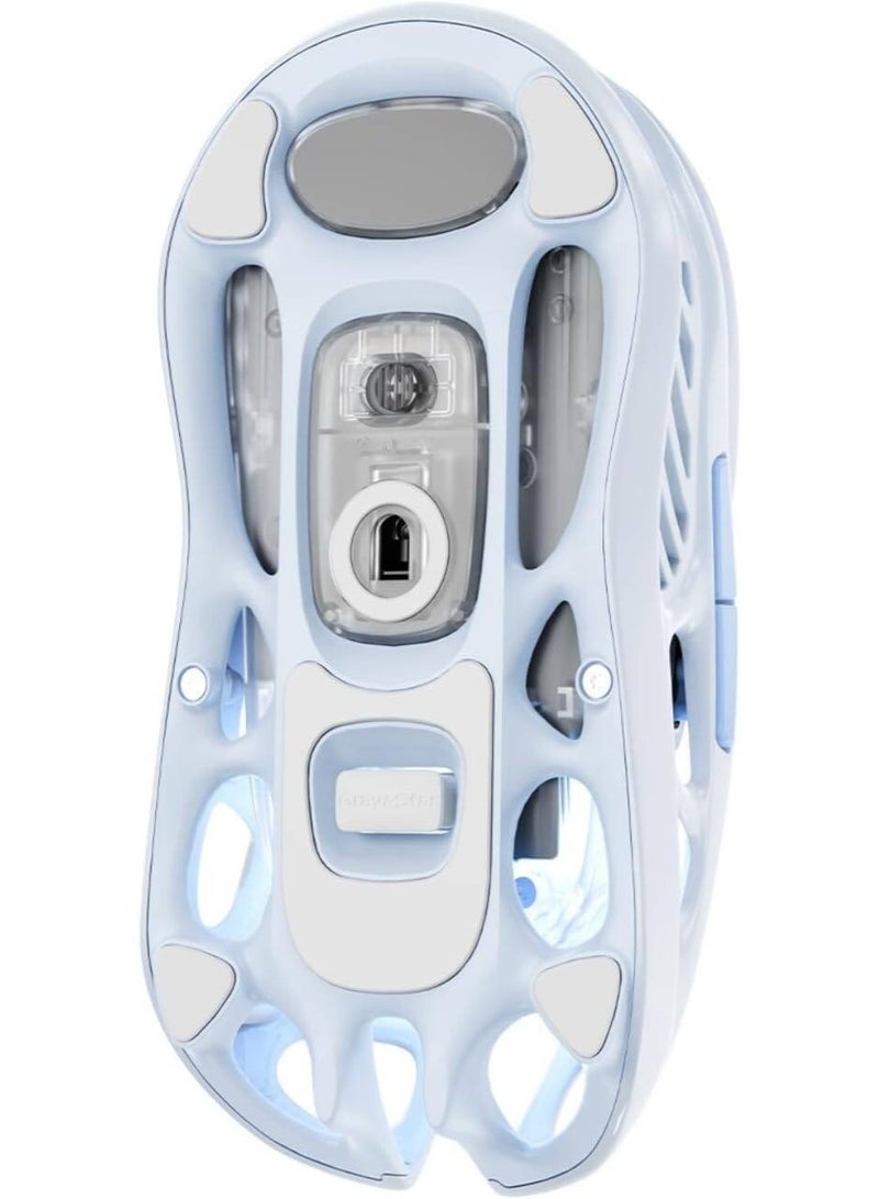 جرافا ستار ماوس الألعاب اللاسلكي Mercury M1 Pro Special Edition – مستشعر PAW3395، 26,000 DPI، 650 IPS، 5 أزرار قابلة للبرمجة، إضاءة RGB، ثلاثي الوضع، إطار من سبائك المغنيسيوم خفيف الوزن | أزرق جليدي - Image 2