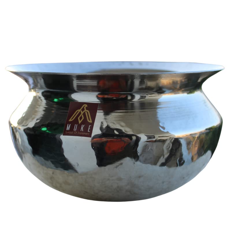 MUKE Stainless Steel Heavy Base Sipri Handi Dekchi Bhagona Cooking Degchi for Home and Kitchen cookwere Pot(3liter) - Image 5