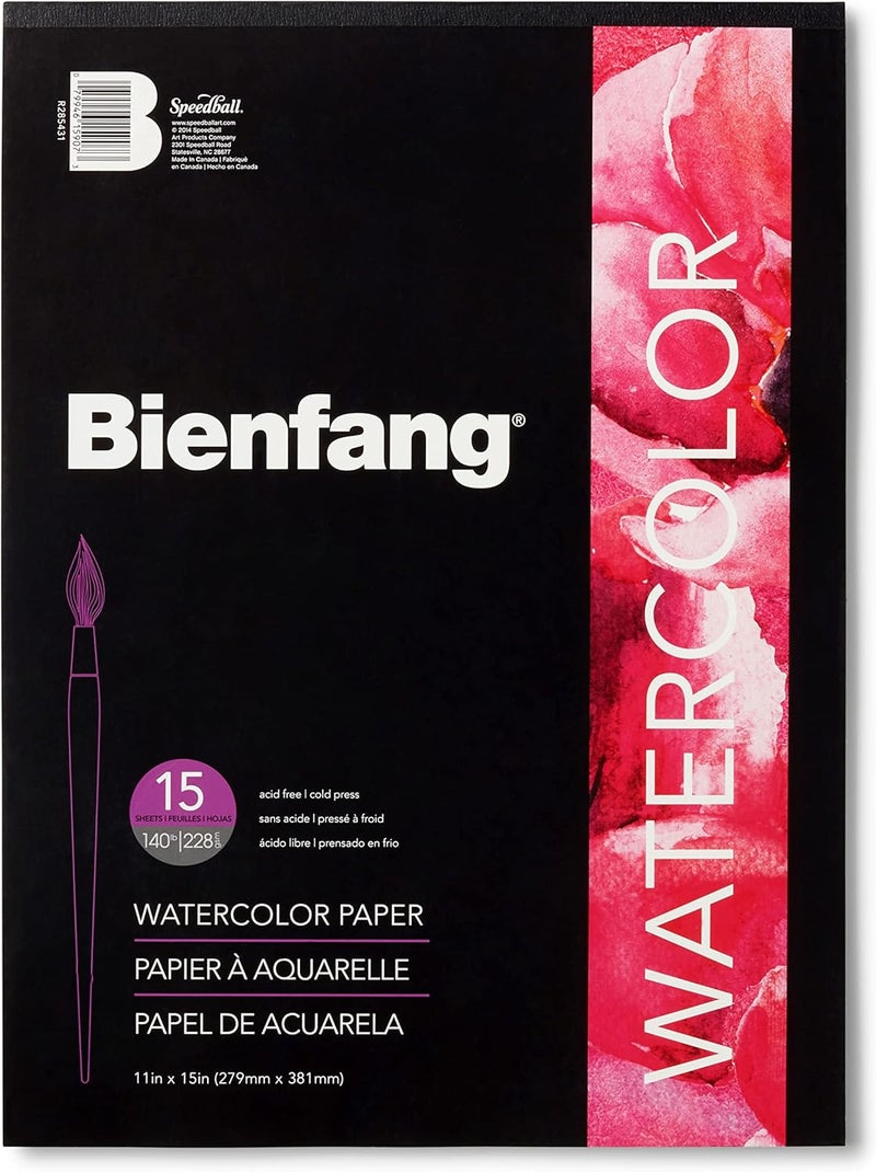 Bienfang Watercolor Paper Pad - 11 x 15 inches, 15 Sheets, Cold Press - Image 1