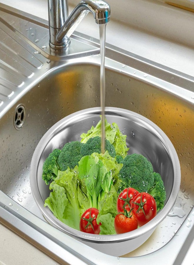 MUCKLILY Stainless Steel Basin 10.6 Inch Multi-Use Mixing Bowl for Kitchen Laundry Bathroom Wash Basin for Fruits Vegetables Soup Egg Beating and Foot Soaking - Image 4