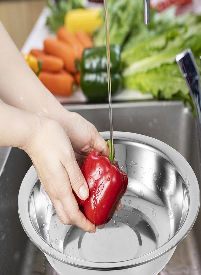 MUCKLILY Stainless Steel Basin 10.6 Inch Multi-Use Mixing Bowl for Kitchen Laundry Bathroom Wash Basin for Fruits Vegetables Soup Egg Beating and Foot Soaking - Image 5
