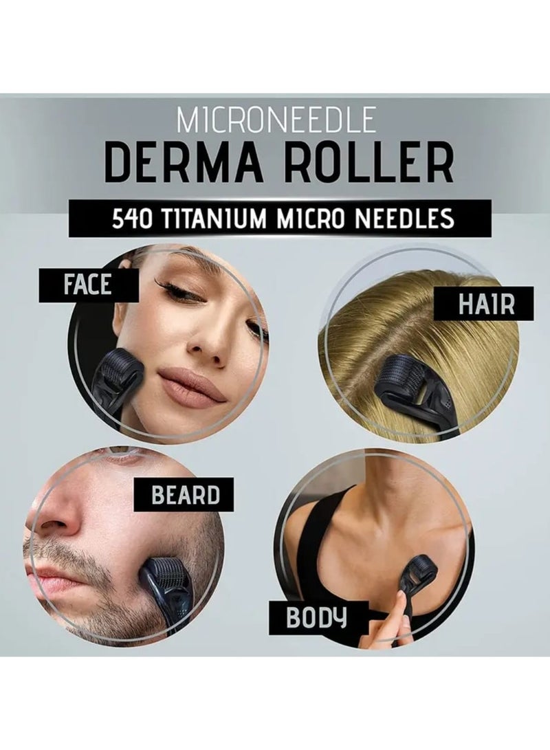 BOLREUS Titanium 540 Needle Derma Face Roller 1 Pc – 0.25 mm Microneedling Tool for Beard, Hair Growth & Skin Rejuvenation – Professional Skincare for Face, Scalp & Body - Image 2