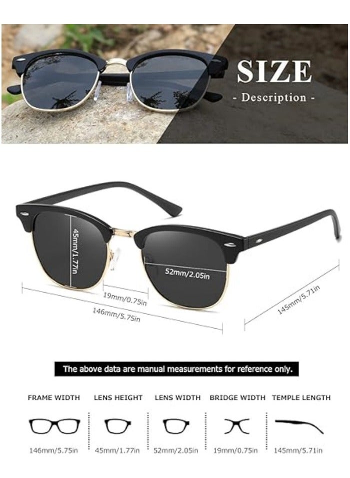 Polarized Sunglasses For Women And Men Semi Rimless Frame Retro Sun Glasses - Image 4