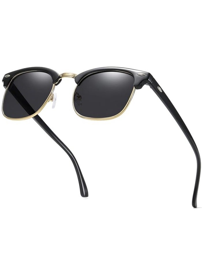 Polarized Sunglasses For Women And Men Semi Rimless Frame Retro Sun Glasses - Image 1