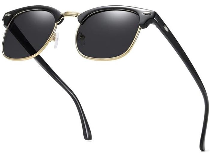 نظارات شمسية مستقطبة للنساء والرجال - إطار نصف بدون حواف - ستايل رجعي كلاسيكي. - Image 1