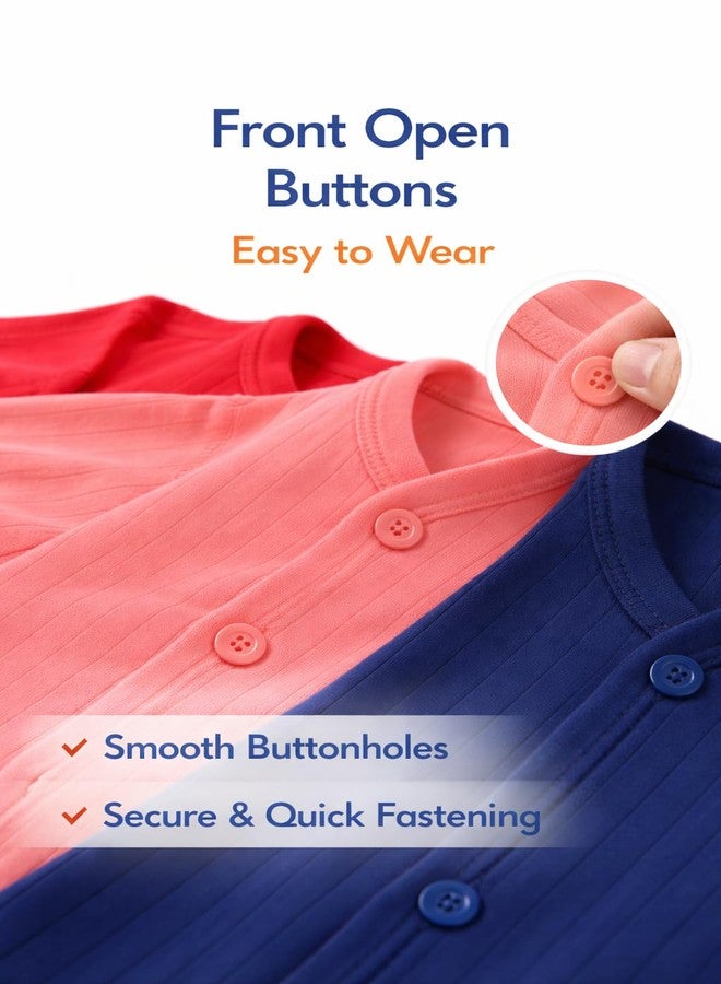 CUTEABLY Newborn Baby Jhabla Set, 100% Soft Cotton, Multicolour Animal Print, Long Sleeve, 0-3 Months, Pack of 3 - Image 4