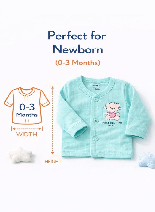 CUTEABLY Newborn Baby Jhabla Set, 100% Soft Cotton, Multicolour Animal Print, Long Sleeve, 0-3 Months, Pack of 3 - Image 3