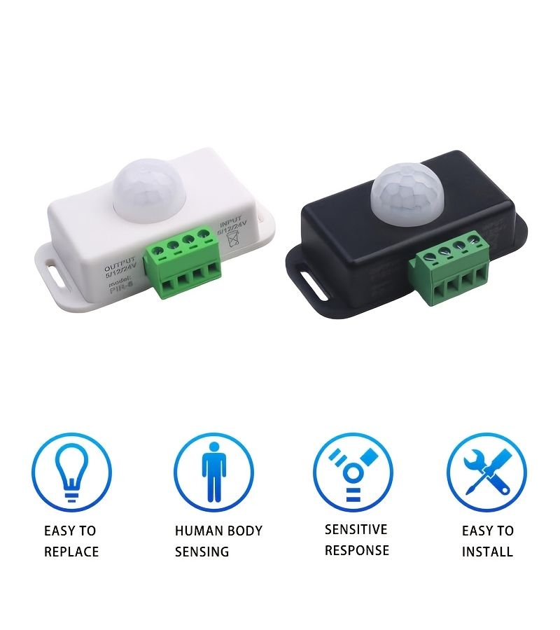 لا سلكي حساس حركة PIR قابل للتعتيم جهاز تحكم بشريط LED DC5-24V 2 قطعة أبيض للإضاءة التلقائية المتكيفة للاستخدام المنزلي - Image 5