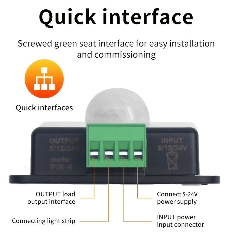 لا سلكي حساس حركة PIR قابل للتعتيم جهاز تحكم بشريط LED DC5-24V 2 قطعة أبيض للإضاءة التلقائية المتكيفة للاستخدام المنزلي - Image 1