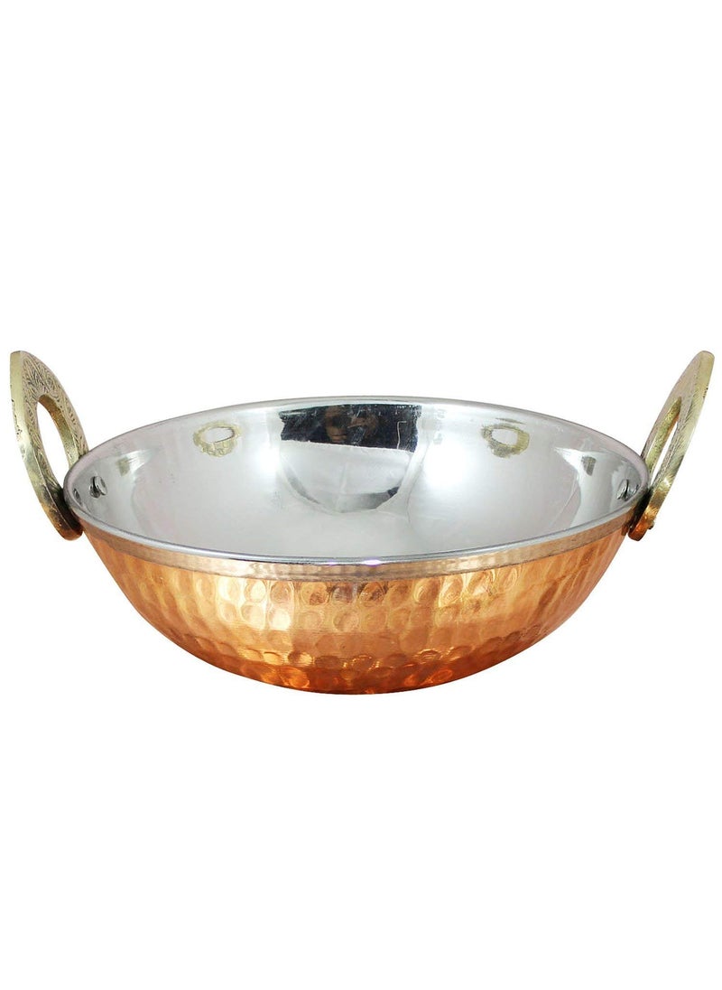 HarLen Ukal Pack of 100 Indian Serving Bowl Karahi Copper Stainless Steel Hammered Dishes Serve Ware for Vegetable and Curries 6 inches  - Image 2