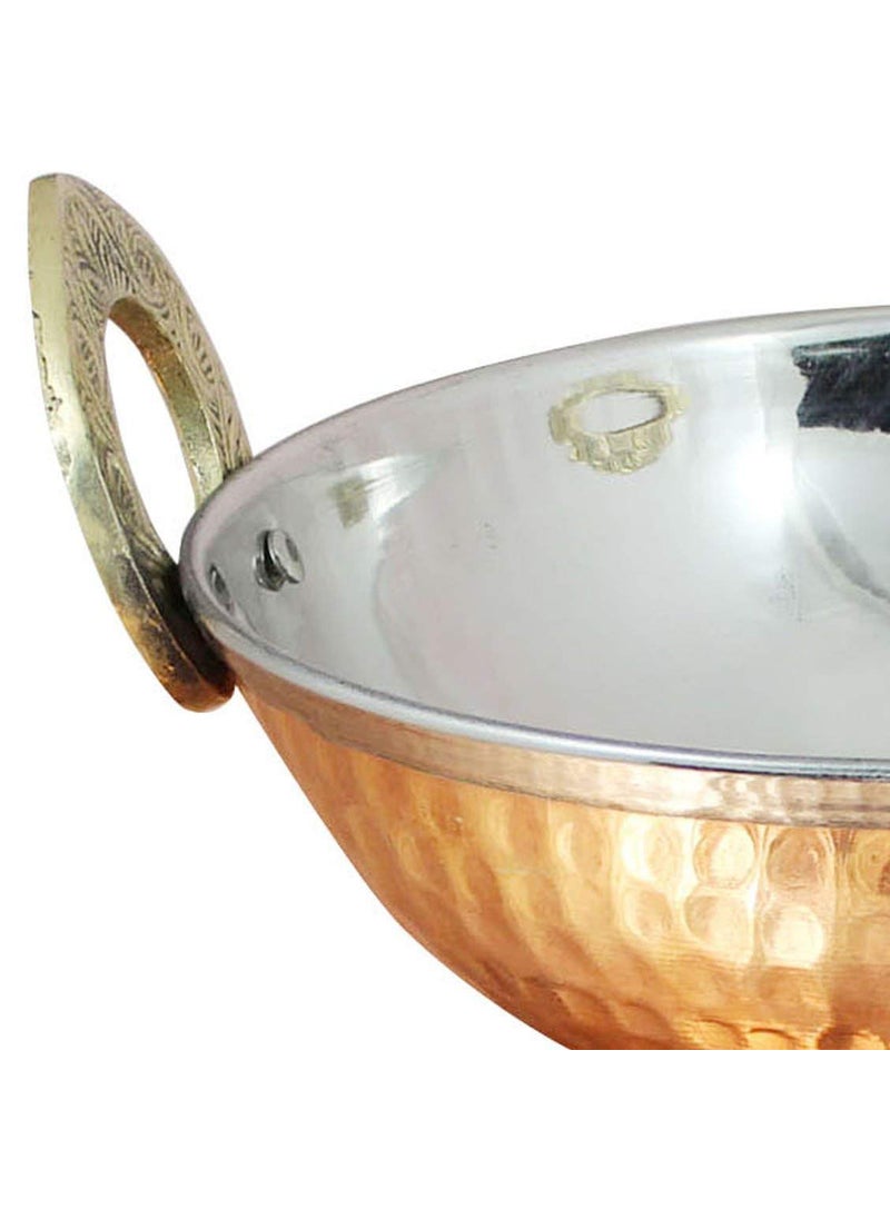 HarLen Ukal Pack of 100 Indian Serving Bowl Karahi Copper Stainless Steel Hammered Dishes Serve Ware for Vegetable and Curries 6 inches  - Image 3