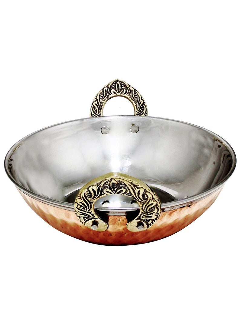 HarLen Ukal Pack of 100 Indian Serving Bowl Karahi Copper Stainless Steel Hammered Dishes Serve Ware for Vegetable and Curries 6 inches  - Image 4