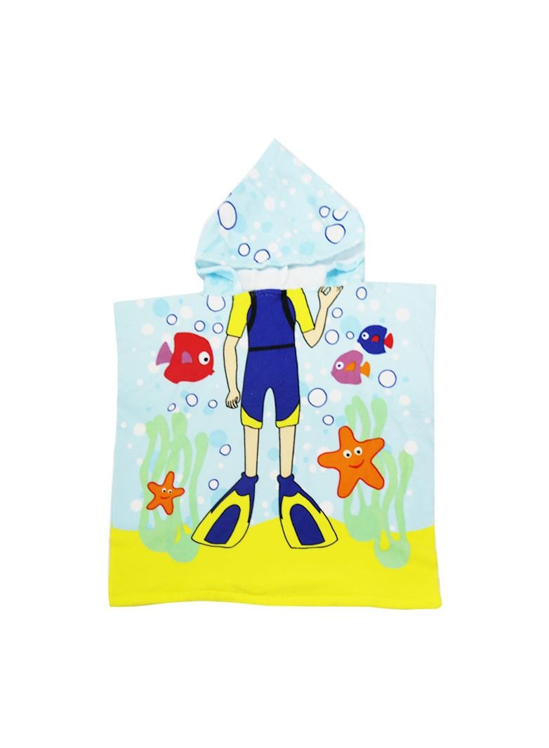 Cartoon Printed With Hood Fine Fiber Cloaks Bath Towels