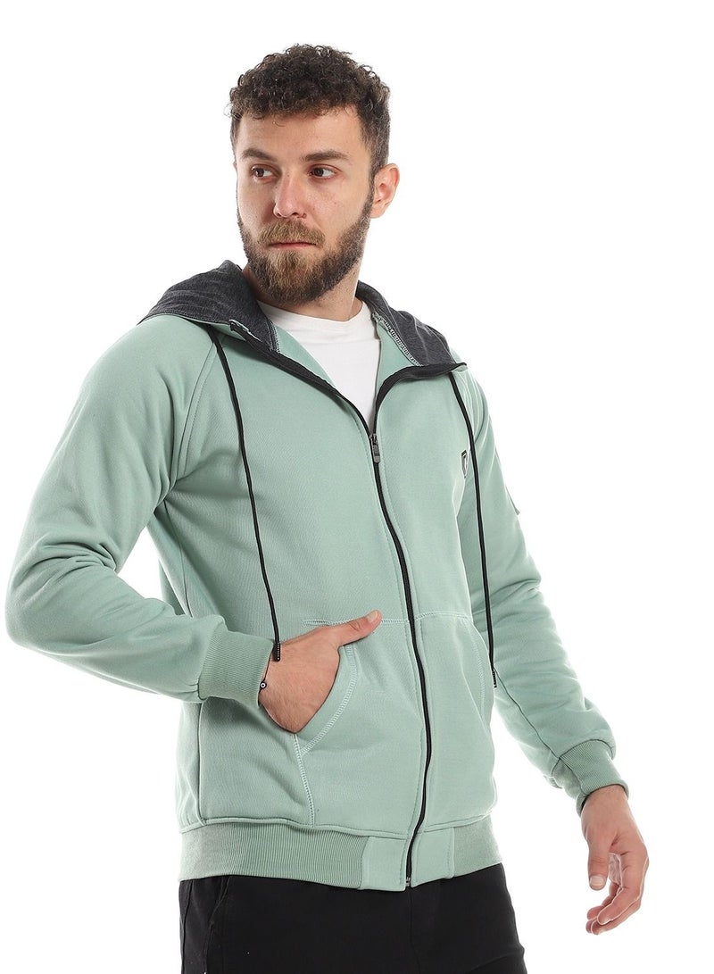 Caesar Mens Plain Hoodie With Zippper - Image 2
