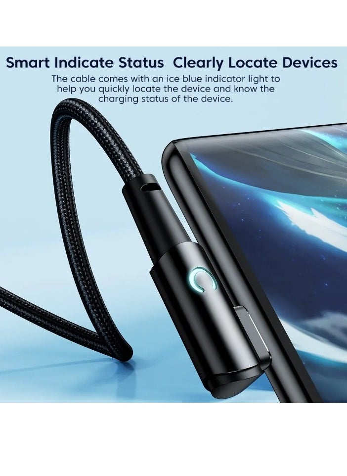 toocki - USB C Charging Cable, 5A Current Fast Charging USB C To USB C Cable With 90 Degree Angle, Portable And Flexible Charging Data Cable Wire For For Most Of The Mobile Phones, (60W, 2m Black) - Image 1
