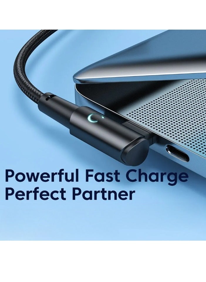 toocki - USB C Charging Cable, 5A Current Fast Charging USB C To USB C Cable With 90 Degree Angle, Portable And Flexible Charging Data Cable Wire For For Most Of The Mobile Phones, (60W, 2m Black) - Image 1