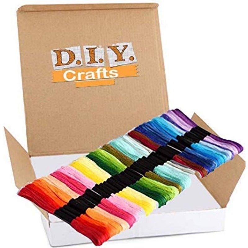 DIY Crafts Pack Of 100 Pcs White Extra Embroidery Floss Rainbow Color Skeins Per Pack Cross Stitch Threads Friendship Bracelets Floss Crafts Floss Ske Pack Of 100 Pcs White Extra - Image 5