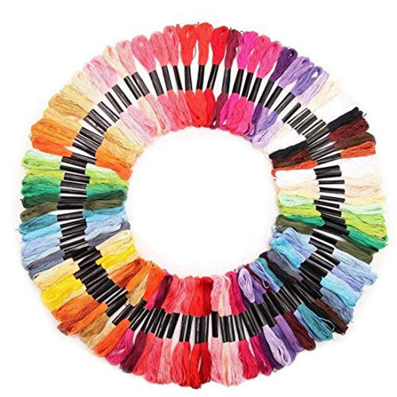DIY Crafts Pack Of 100 Pcs White Extra Embroidery Floss Rainbow Color Skeins Per Pack Cross Stitch Threads Friendship Bracelets Floss Crafts Floss Ske Pack Of 100 Pcs White Extra - Image 1