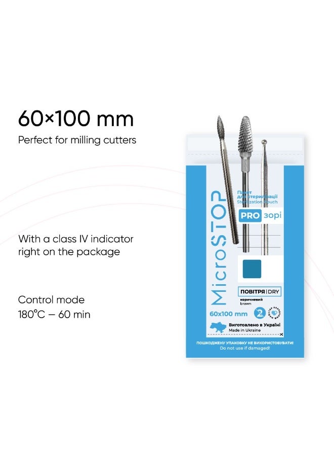 MicroSTOP STERILIZATION POUCHES MICROSTOP PROZORI with a class 4 indicator, 60x100 mm, 100 pcs - Image 2