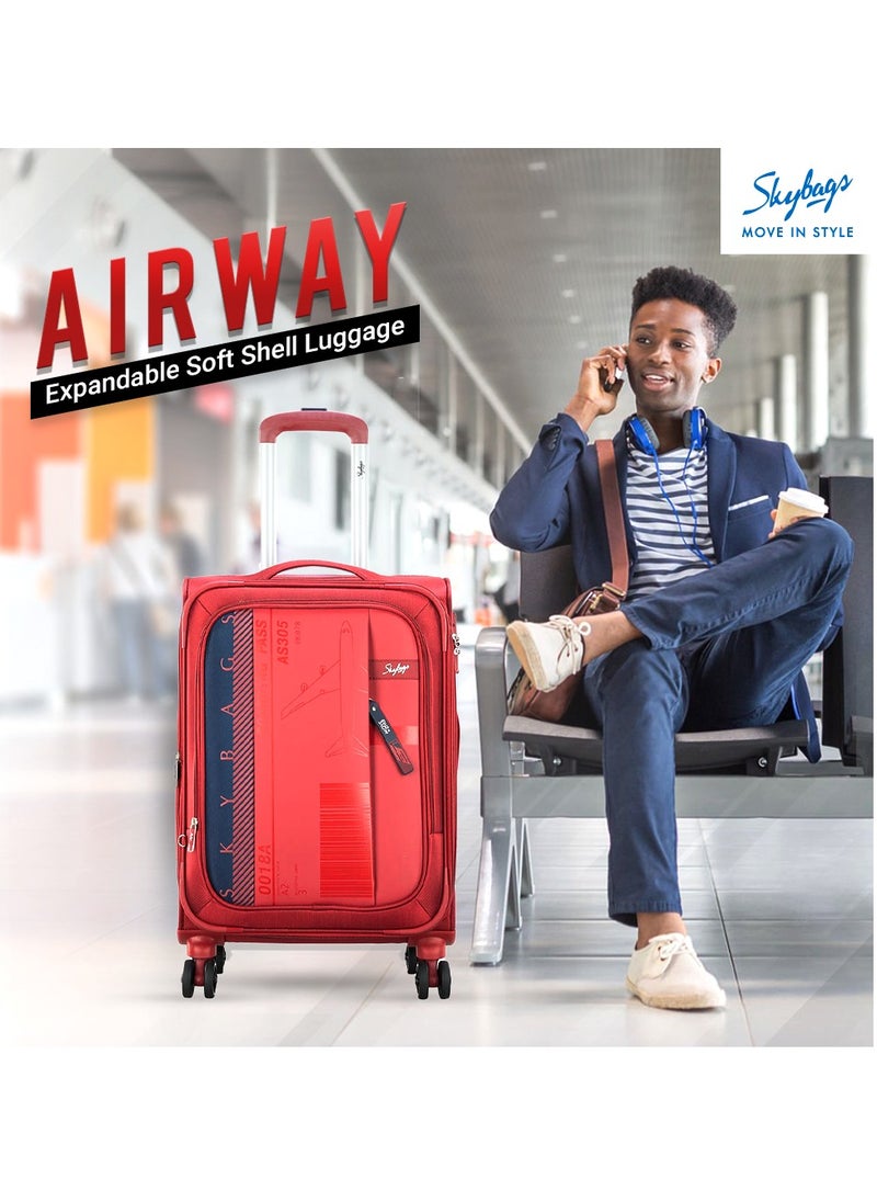 Skybags - Airway Pro Expandable Soft Body Luggage with Smooth Dual Wheels Luggage Trolley, Polyester Material, TSA Lock, Large-28Inch, Red - Image 1