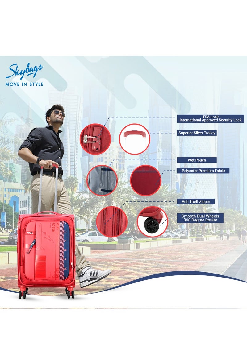 Skybags - Airway Pro Expandable Soft Body Luggage with Smooth Dual Wheels Luggage Trolley, Polyester Material, TSA Lock, Large-28Inch, Red - Image 1