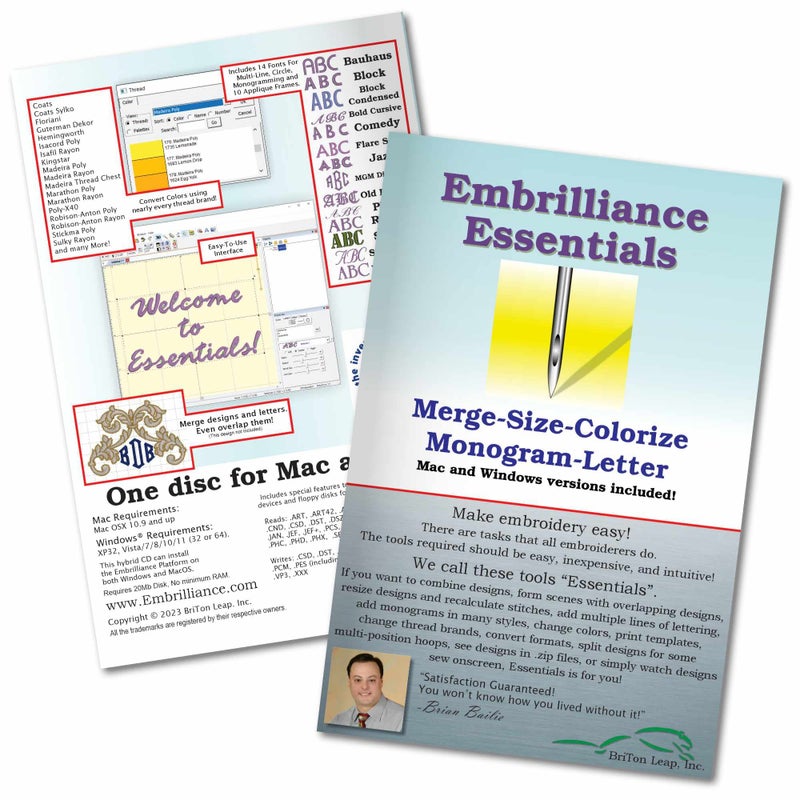 Embrilliance Essentials Embroidery Software for Mac PC