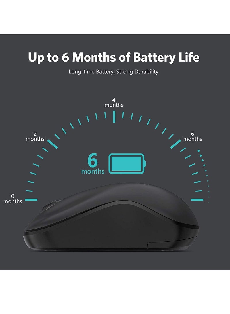 Wireless Mouse, 2.4G Wireless Computer Mouse with Nano Receiver for PC, Laptop, Computer, Desktop with Windows XP/7/8/10/Vista, Black - Image 3