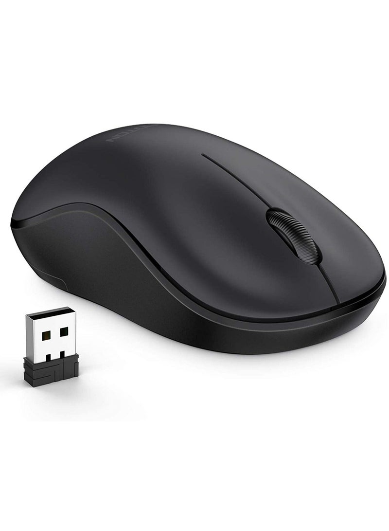 Wireless Mouse, 2.4G Wireless Computer Mouse with Nano Receiver for PC, Laptop, Computer, Desktop with Windows XP/7/8/10/Vista, Black - Image 1