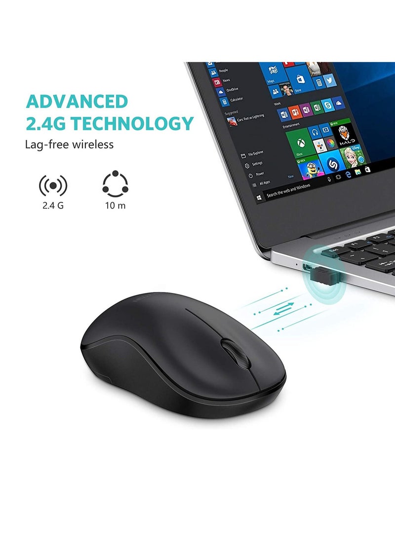 Wireless Mouse, 2.4G Wireless Computer Mouse with Nano Receiver for PC, Laptop, Computer, Desktop with Windows XP/7/8/10/Vista, Black - Image 2