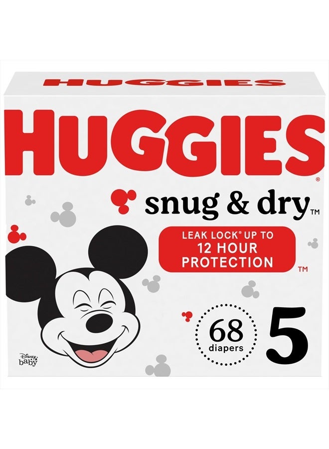 Huggies Size 5 Diapers, Snug & Dry Baby Diapers, Size 5 (27+ lbs), 68 Count - Image 1
