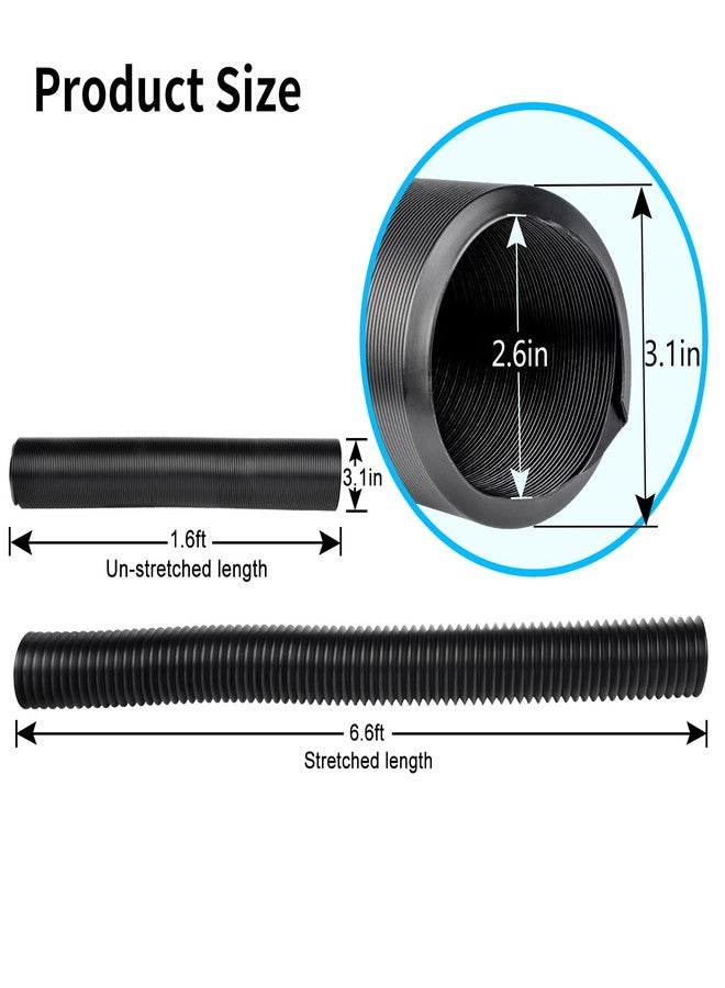 Prestantious Extra Extension Flexible Pipe for Ours 3.1" OD Downspout Extender, 2.6 inches ID, 3.1 inches OD, Stretched Length 6.6ft, Black - Image 2