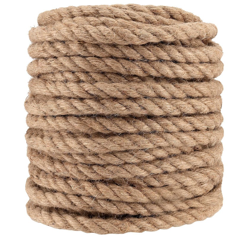 PINGEUI PINGEUI 164 Feet 10mm Jute Rope Natural Jute Twine Hemp Rope for DIY Arts Crafts Gardening Bundling Home Decoration 