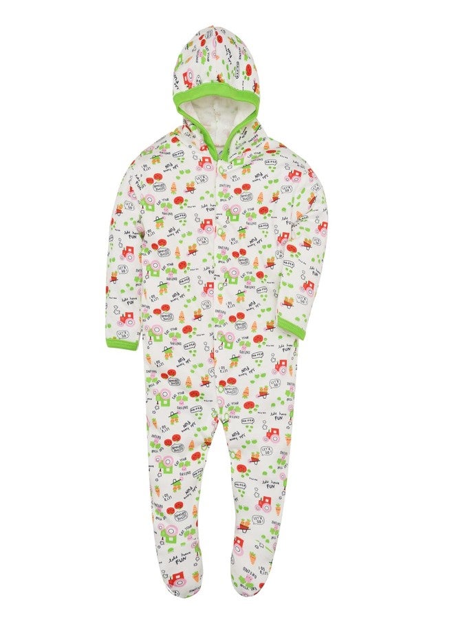 Magic Town® 100% Cotton Unisex Hooded Rompers for Kids and Infants Set of 2 (Green) (9-12 Months) - Image 2