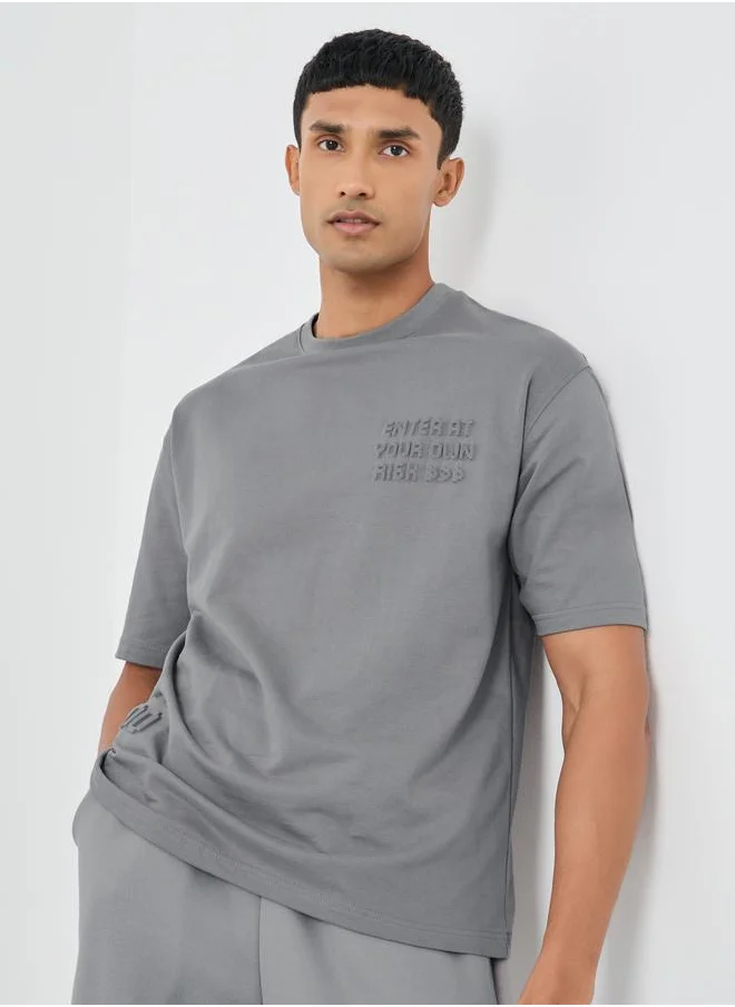 Styli Styli Embossed Print Terry Oversized T-Shirt