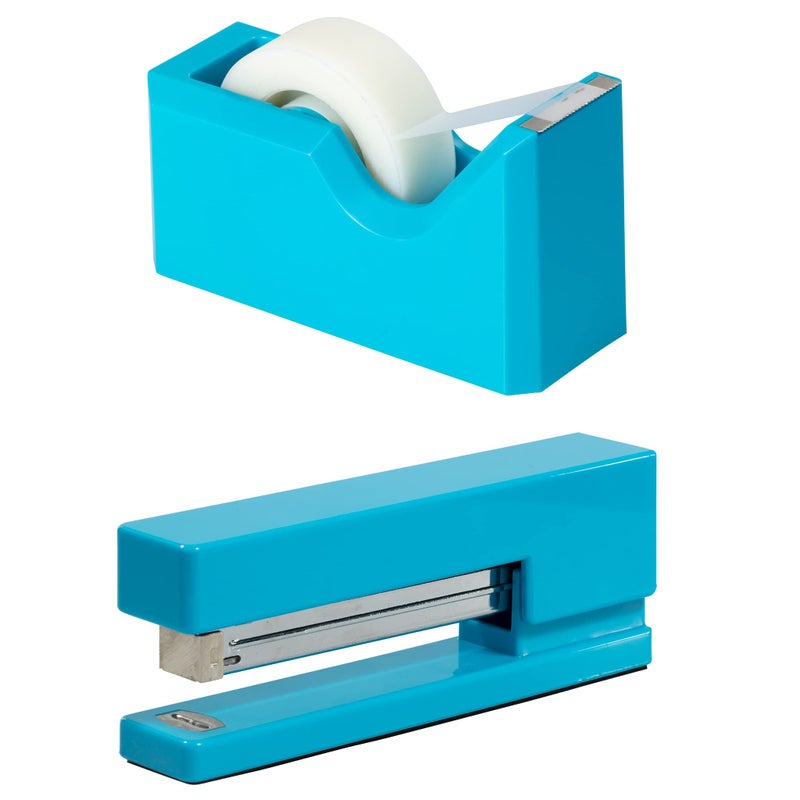 JAM PAPER Office Desk Sets 1 Stapler 1 Tape Dispenser Blue 2Pack