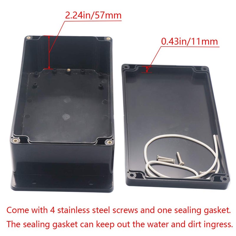 Otdorpatio Junction Box IP65 Waterproof ABS Plastic Electrical Project Case Power Junction Boxes, Project Box with Fixed Ear Black 7.87 x4.72 x2.95 inch (200x120x75 mm) - Image 4