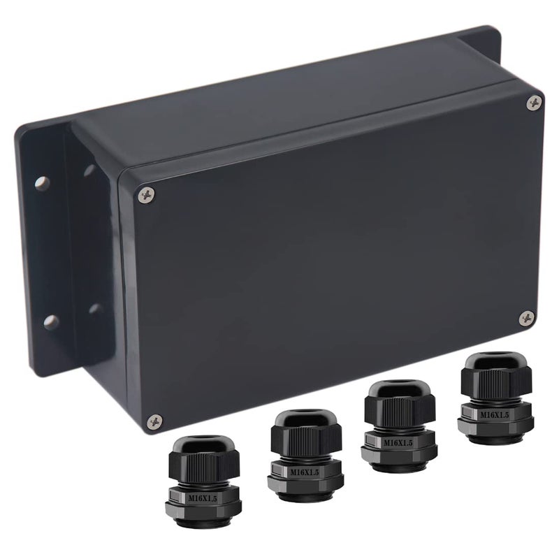 Otdorpatio Junction Box IP65 Waterproof ABS Plastic Electrical Project Case Power Junction Boxes, Project Box with Fixed Ear Black 7.87 x4.72 x2.95 inch (200x120x75 mm) - Image 1