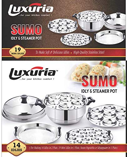luxuria Sumo Stainless Steel Idly Pot Induction & Standard Idli Maker (4 Plates, 14 Idlis) - Silver - Image 4