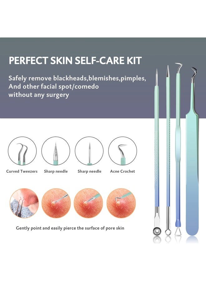 MENOLY Latest 10 Pcs Blackhead Remover Pimple Popper Tool Kit, Acne Kit for Blackhead, Zit Removing, Whitehead Popping and Comedone Extractor Tool, with a Leather Bag (Blue) - Image 5