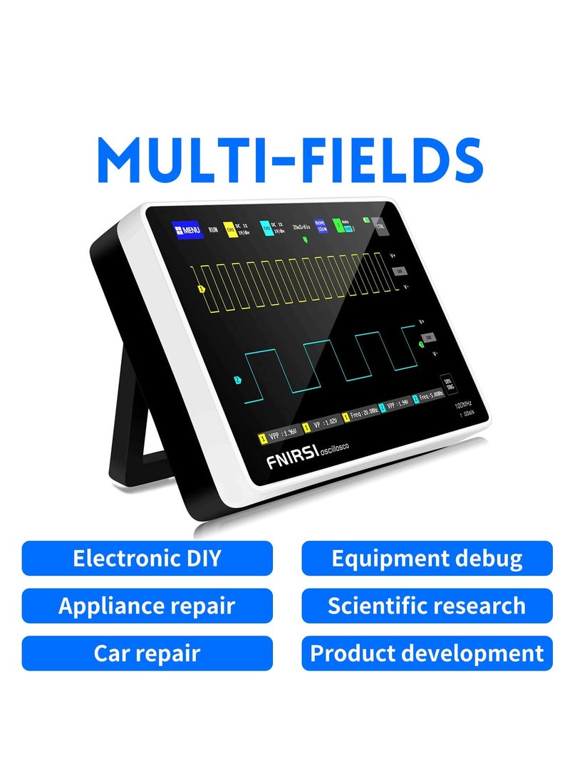 Generic - Handheld 1013D Oscilloscope - 2 Channels, 100MHz Bandwidth, 1GSa/s Sampling Rate, 7" TFT LCD Touchscreen for Easy Operation and Clear Display. - Image 1