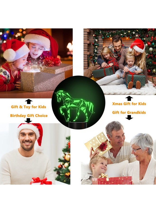 FULLOSUN Night Lights for Kids Horse Illusion 3D Night Light Bedside Lamp 16 Colors Changing with Remote Control Best Birthday Gifts for Child Baby Boy and Girl - Image 4