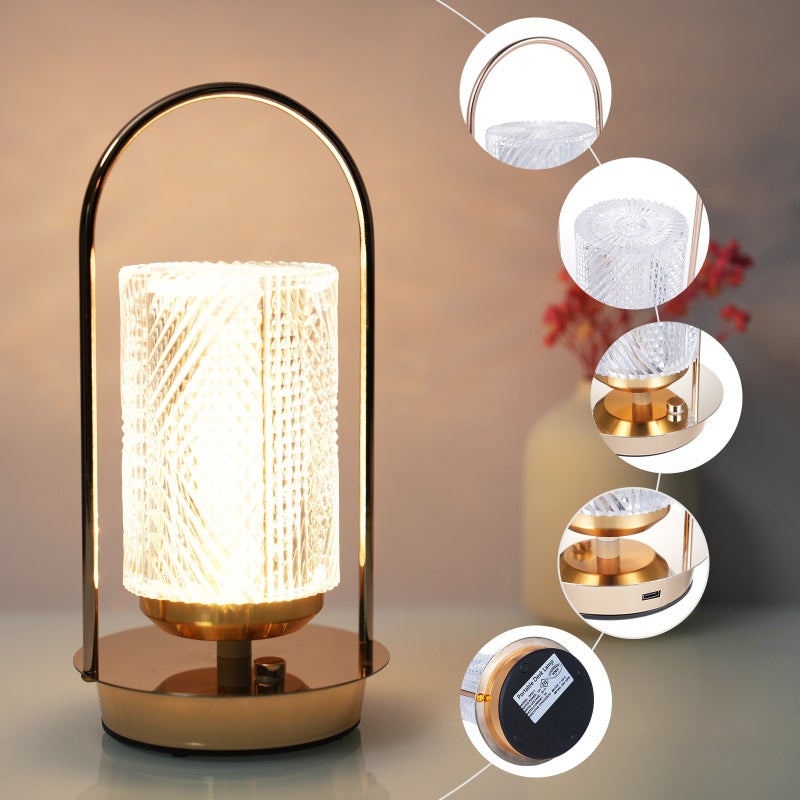 Desk Lamp Iron Acrylic Crystal Portable Design Three Color Temperatures Infinite Dimming - Compact Elegant Home Decor for Bedroom - Image 5
