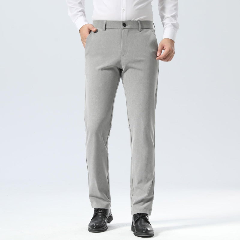 Plaid&Plain Menâ€™s Slim Fit Dress Pants Stretch Dress Pants 8101 L-Heather-Grey 28X30 - Image 2