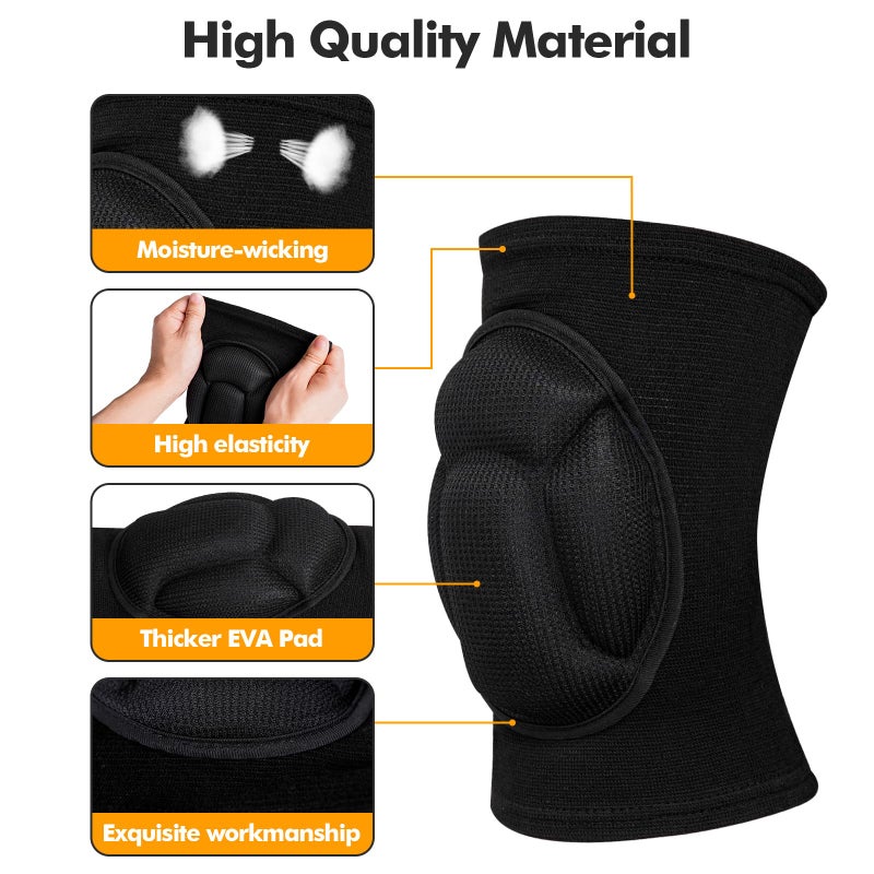 Banzk Protective Knee Pads, Thick Sponge Anti-slip,Women's/Men's Knee Pads for Volleyball, Rock Climbing, Cycling, Dancing, Gardening, Gardening, Flooring, House Cleaning, Construction Work with Thick EVA Foam Liner Black L - Image 2