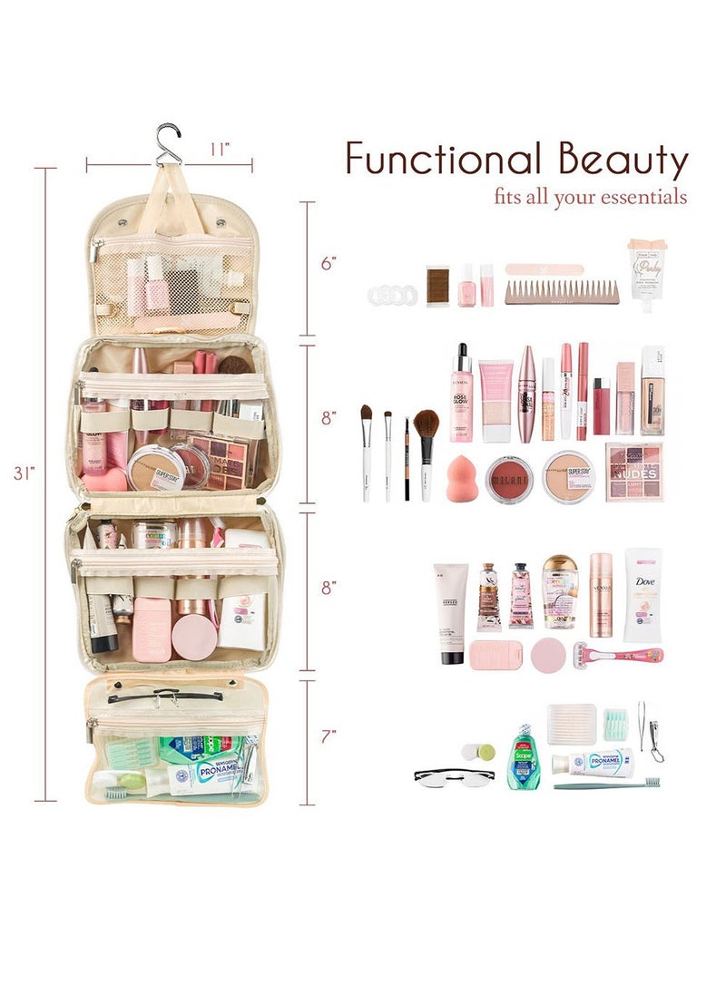 Hanging Travel Makeup Bag for Women, Large Waterproof Cosmetic Bags Travel Organizer Full Sized Container with Elastic Band Holders for Toiletries, Cosmetics, Brushes, Bottle, Apricot - pzsku/Z36E96BDEA0ED0A94F39EZ/45/_/1725941352/935ca632-dec2-49ed-acc4-a3ec6d66c0ba