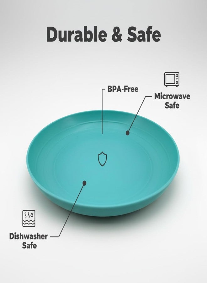 AOYITE 8 inch Plastic Plates Reusable, Unbreakable Plastic Dinner Plates set of 6, BPA Free Dishwasher Safe & Microwave Kids Plate for Kitchen Lunch Party Outdoor - Image 4