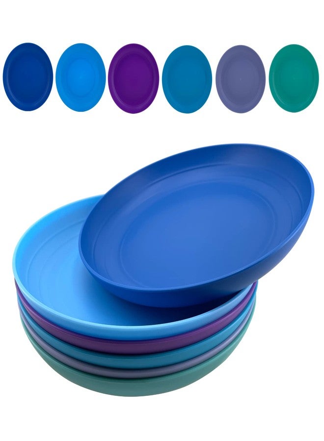 AOYITE 8 inch Plastic Plates Reusable, Unbreakable Plastic Dinner Plates set of 6, BPA Free Dishwasher Safe & Microwave Kids Plate for Kitchen Lunch Party Outdoor - Image 1